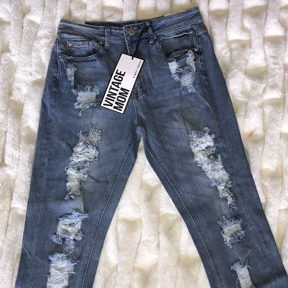 Almost Famous Jeans, Vintage Mom, Sz 7, Distressed - Picture 2 of 16
